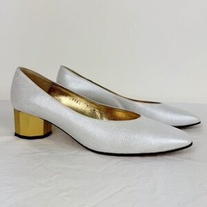 Timothy Hitsman 80's Pearlescent White and Gold Heels